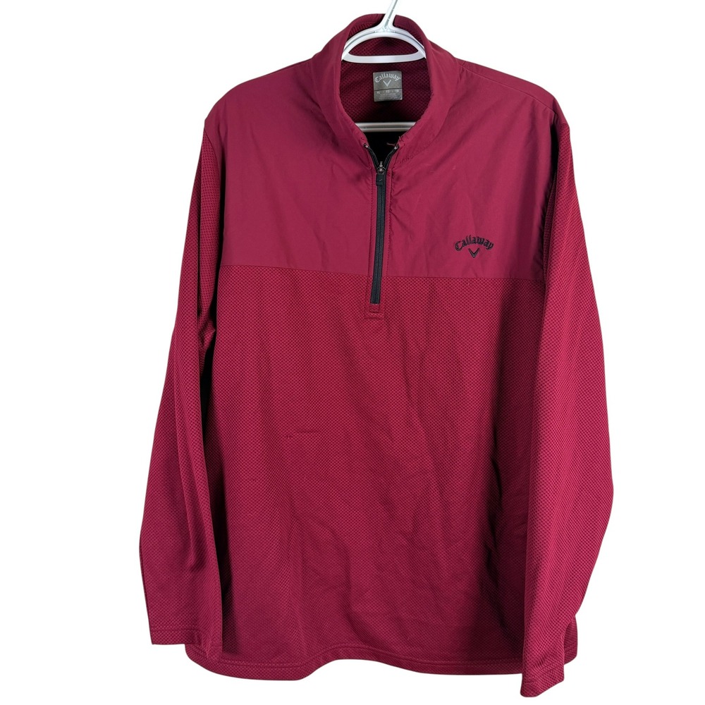 Callaway 1/4 Zip Golf Pullover Sweater Mens XL Maroon Hybrid Honeycomb Mesh